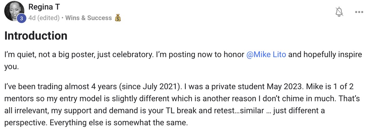 Regina's introduction post: trading since July 2021, private student since May 2023